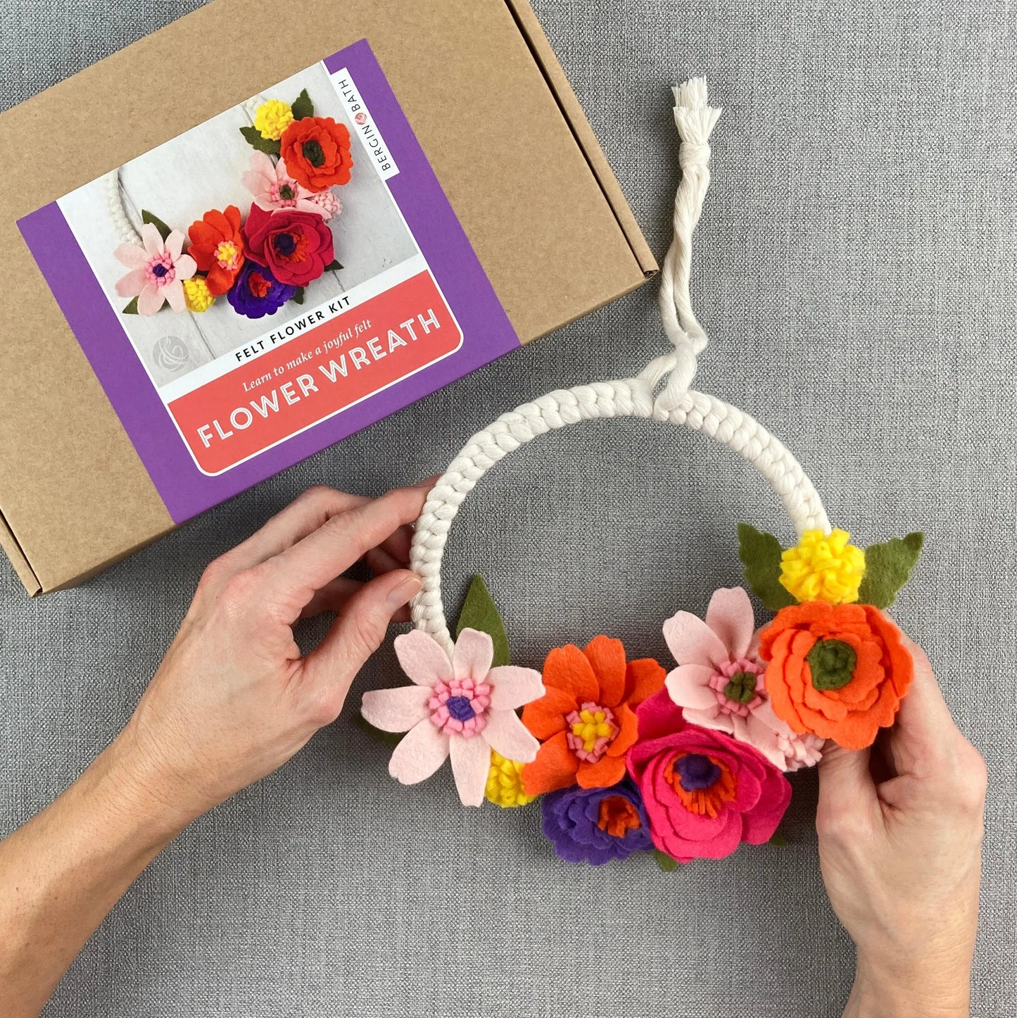 Felt flower and macrame wreath kit