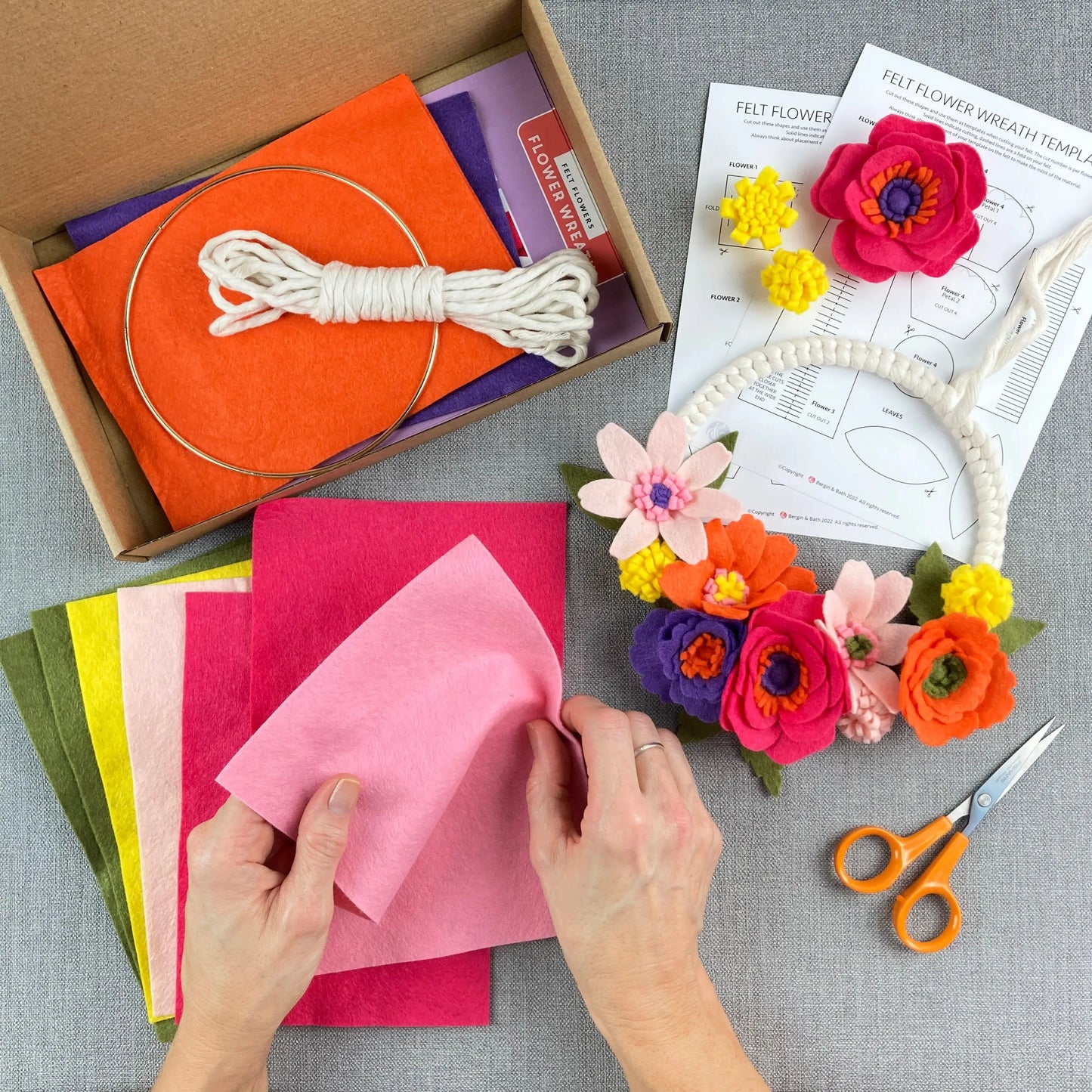 Felt flower and macrame wreath kit