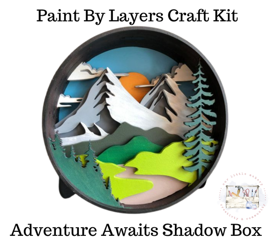 Adventure Awaits Shadow Box - Wooden paint by layer kit
