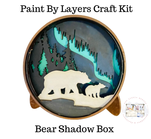 Bear Shadow Box - Wooden paint by layer kit