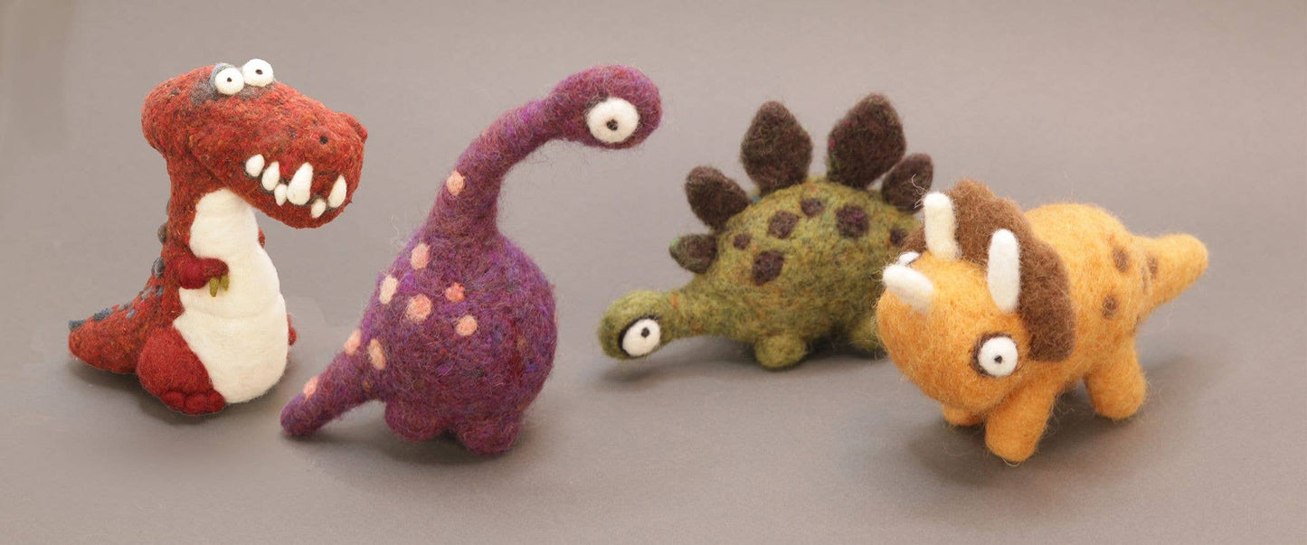 Dinosaur needle felting  Kit - 4 Dino