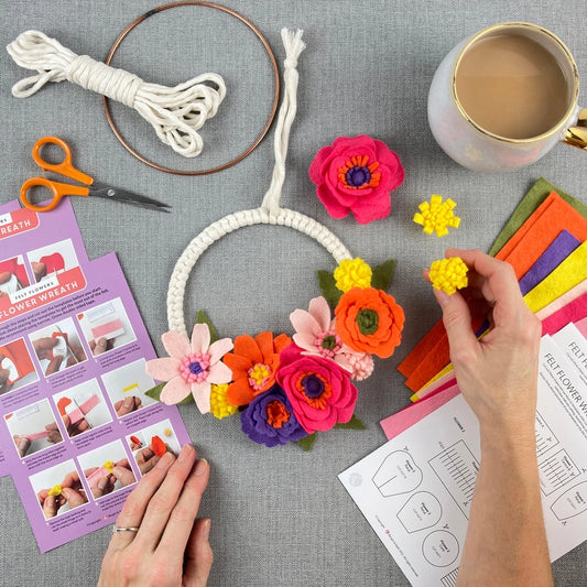 Felt flower and macrame wreath kit
